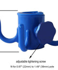 Blue adjustable 4 Prong Beach Umbrella Hook Hanging Organizer with tightening screw, fits 0.87 to 1.49-inch pole