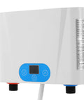 Built Different Under Sink Instant Water Boiler And Tankless Electric Heater in white with blue control panel and sealed connections.