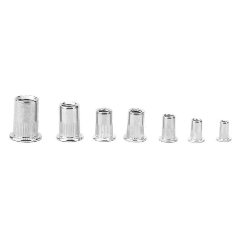 Pro Grade Rivet Nut Kit For Sheet Metal Repair M3 To M10 Stainless Steel Threaded Inserts arranged from large to small