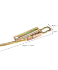 Heavy Duty 2 Piece Spring Loaded Trailer Latch Set With Galvanized Build For Cargo And Dump Trucks, 28cm long, robust iron construction.