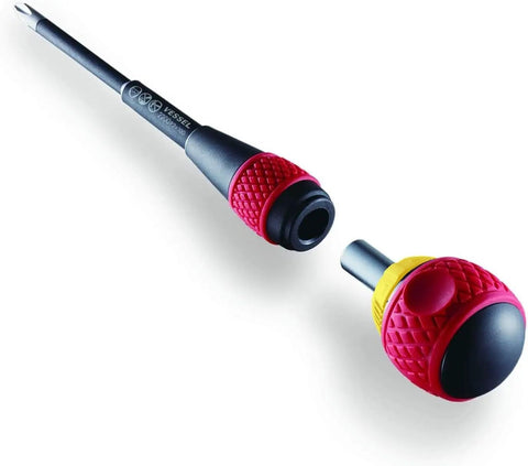 Ball Grip Magnetic Ratchet Screwdriver With Ergonomic Handle, 3.9 Inch Shaft, 6.0 mm Diameter, disassembled view