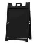 Signicade Deluxe A Frame Double Sided Folding Sidewalk Sign With Quick Change System shown folded with black frame and handle.