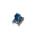 Easy No Fuss Passive Cooling Heatsink Kit With Thermal Conductive Tape For Stepper Driver Modules TMC2130 TMC2100 A4988 DRV8825 TMC2208 22 Piece Set For 3D Printer Controllers, blue aluminum heatsink on stepper driver module