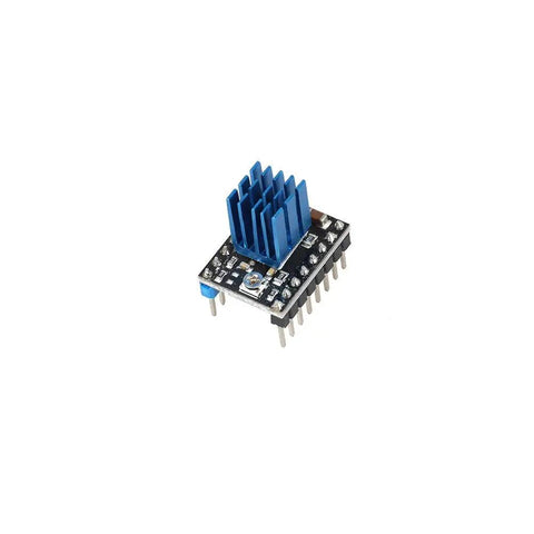 Easy No Fuss Passive Cooling Heatsink Kit With Thermal Conductive Tape For Stepper Driver Modules TMC2130 TMC2100 A4988 DRV8825 TMC2208 22 Piece Set For 3D Printer Controllers, blue aluminum heatsink on stepper driver module