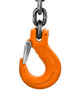 Rock Solid Heavy Hitter 4 Way Chain Lifting Sling With Grab Hooks 10 Feet Long featuring orange grab hook on a chain.