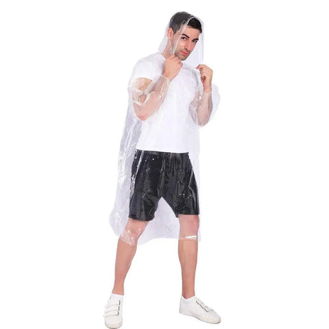 Clear Rain Ponchos With Drawstring Hood, 7 Pack Grab And Go Emergency Disposable Rain Gear For Adults, Waterproof And Thick Non Toxic PE, Heavy Duty Coverage For Outdoors And Travel, Family Sized Pack