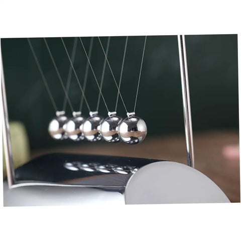 Z Shape Desktop Pendulum Balls Toy For Newtons Cradle Learning Five Ball Physics Experiment Kit reflecting light on desk surface