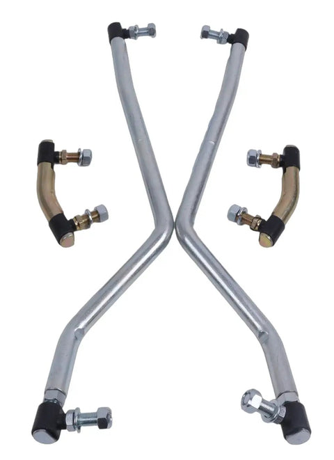 Adjustable Steering Drag Link Set LH And RH With 2 Tie Rod Pivot Links Fits Husqvarna Jonsered Craftsman AYP Poulan Pro Yard Tractors And Mowers Built Tough Durable Steel Construction Easy Install Model Numbers 583513301 583513401 583513501 silver steel steering links and tie rods