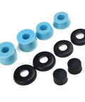 Skateboard Truck Rebuild Kit With Polyurethane Bushings Washers Pivot Cups And Shock Absorbers For 7 Inch Brackets in blue and black.