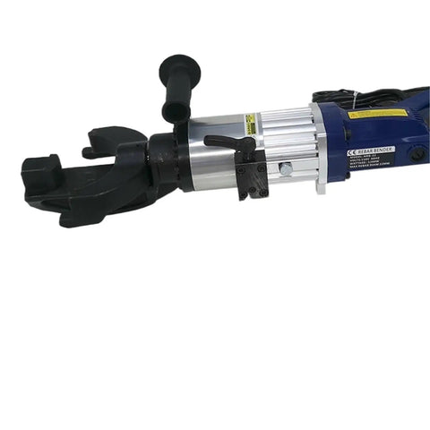 Close-up of Portable Steel Rebar Cutter And Bender Machine Nrb-22 showing thickened hook design and adjustable handle.