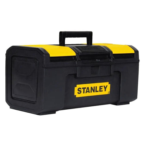 16 Inch Portable Tool Box With One Hand Latch Large Capacity Organizer Soft Grip Handle Durable Construction For Home Shop Or Garage Easy Carry And Quick Access To Tools.