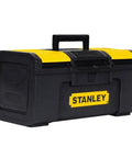 16 Inch Portable Tool Box With One Hand Latch Large Capacity Organizer Soft Grip Handle Durable Construction For Home Shop Or Garage Easy Carry And Quick Access To Tools