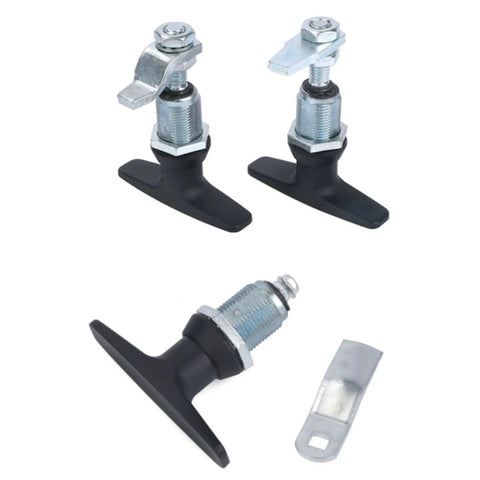 MS309 T Shape Compression Rotary Industrial Cabinet Lock For Heavy Duty Cabinets, shown with chrome finish and latch