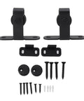 Ultra Quiet Mini Cabinet Barn Door Hardware Kit for Double Sliding Door Track Roller System parts and screws visible