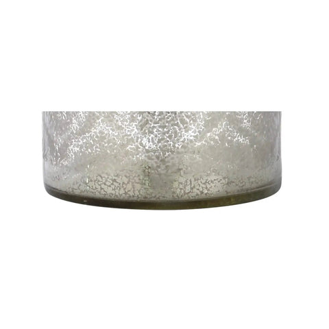 Base of Mercury Silver Trellis Glass Table Lamp With White Linen Shade For Living Room Or Bedroom, close-up of trellis pattern