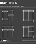 Heavy Duty Wire Closet Organizer System With Adjustable Shelves And Double Clothes Rods Built Different Steel Frame Straight Up Win For 4 To 6 Ft Wide Wall Mounted Closets configuration options for 4 ft wide.