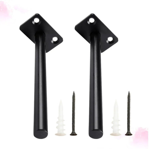 Two Pack Dope Heavy Duty Black Hidden Shelf Brackets For Wall Mounted Floating Shelves Made Of Stainless Steel, includes screws