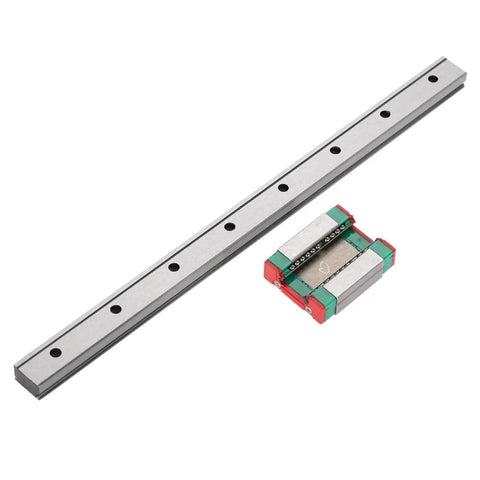 Small But Mighty Miniature Linear Rail Guide 12mm Wide With Slide Block 4 Point Contact shown with rail and block