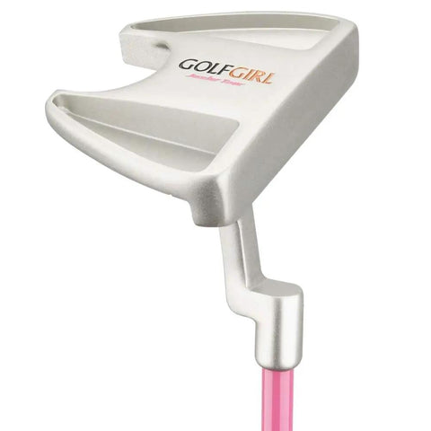 Pink Junior Girls Golf Set V3 mallet putter head with easy grip junior flex graphite shaft for ages 4 to 7.