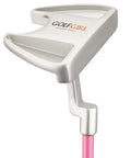 Pink Girls Junior Golf Set V3 With Left Hand Clubs And Bag For Ages 4 To 7 Includes mallet putter with pink shaft.