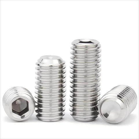 Beefy Headless Cup Point Grub Screws Set With Hex Socket Drive Thread Size Ten To Twenty Four By Five Eighth Inch Flat And Concave End Internal Hex 304 Stainless Steel Construction Metric Threads Great For Towel Racks And Door Knobs 15 Pieces
