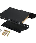 4 Inch Setback Outboard Jack Plate For Small Boats Up To 35 HP With Manual Height Range From Zero To One Hundred Millimeters In Twenty Millimeter Increments From Engine To Transom And Wooden Mounting Block Included Compatible With Yamaha Mercury Honda, black steel jack plate with hardware
