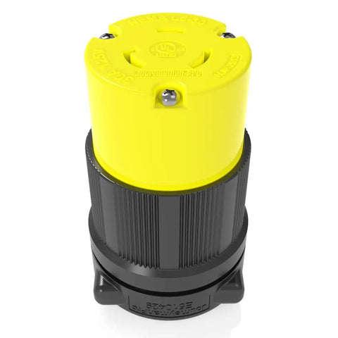 Locking NEMA L5-30R Plug Connector 30 Amp 125 Volt Two Pole Three Wire Locking Female Outlet Black Yellow Image