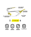 Vision Type E Safety Glasses With Anti Fog Coating, Scratch Resistant Smoke Lens, Lightweight Gray Half Frame Eyewear