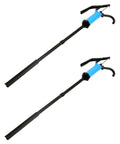 Heavy Duty Hand Siphon Pump 2 Pack For Transferring Thick Liquids Like Motor Oil Without The Sweat Boasts A Slick Quick Fit And Works Right Outta The Box On 5 To 55 Gallon Drums Naturally with blue body and black handle.