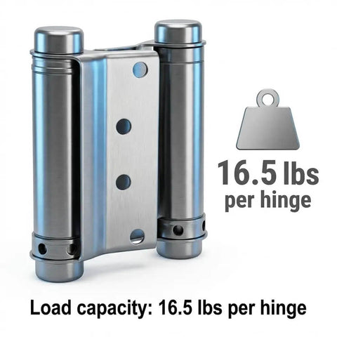 Heavy Duty Cafe Saloon Bar Door Swing Hinges, 8 Pack, 3 Inch Stainless Steel Self Closing Hinges with 16.5 lbs load capacity illustration