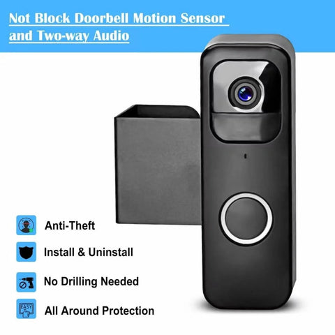 No Drill Anti Theft Doorbell Mount With Rain Cover For Video Doorbell Cameras Easy Install For Homes And Offices black