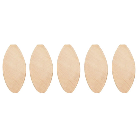 Premium Wood Joining Biscuits 100 Pack Made From Solid Wood For Ultra Tight Joints, Size 20 shown in row, 56x23x4mm size.