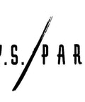 Black Y.S. PARK logo with stylized diagonal line, simple text design on white background