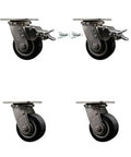 Top Tier Heavy Duty 316 Stainless Steel Swivel Caster Set Featuring 4 Inch Rubber On Aluminum Wheels And Grease Free Delrin Bearings, showing two swivel casters.