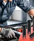 Mechanic using 390 Piece Roll Pin Set Including 13 Sizes Black Slotted Spring Pins And Expansion Cylindrical Pins Assortment with car engine