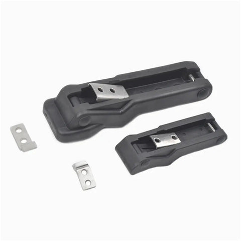 Rubber Cabinet Toggle Latch With Soft Pull Door Lock Hidden Mount Flexible Draw Gate Lock XK710-3 shown with mounting parts