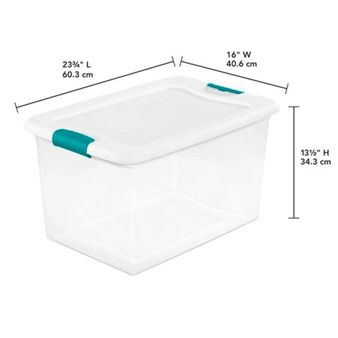 Hella Tough 64 Quart Clear Plastic Stackable Storage Containers With White Latch Lids And Ocean Blue Hinges 48 Pack Bpa Free Home Organization Totes To Squash Your Bedroom Clutter Now