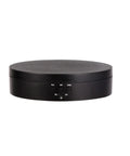 Motorized Rotating Display Stand With Electric Turntable For Products Photography, matte black design with control buttons.