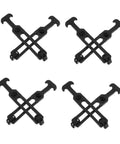 Four sets of X-shaped rubber T-handle hasp latches on white background for tool boxes, coolers, machinery, and hoods.