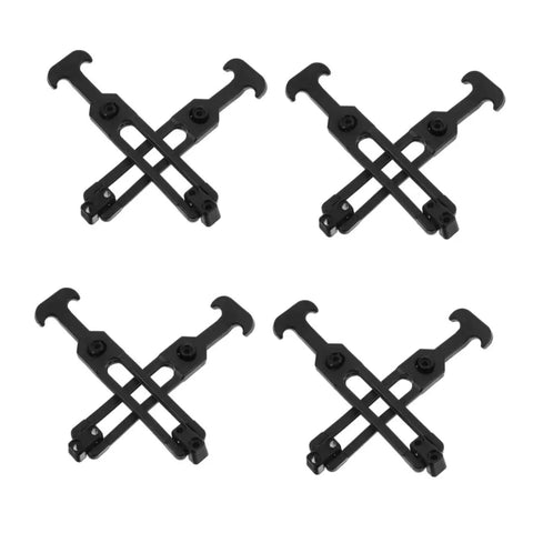 Four sets of X-shaped rubber T-handle hasp latches on white background for tool boxes, coolers, machinery, and hoods.