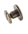 Close-up of a single 8Mm Flat Head Copper Brass Screws Nuts Rivets Set for Leather Craft and Accessories DIY Repair Kit