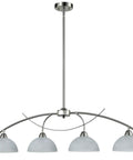 Contemporary Alabaster Frosted Glass Pendant Lighting for Kitchen Island in Brushed Nickel Finish, Sleek Arched Stem, 4 Lights, ETL Listed