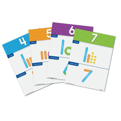 Number Construction Kit For Kids 3 Plus With 55 Pieces, Snap Together Color Coded Numbers 0 Through 9 activity cards shown