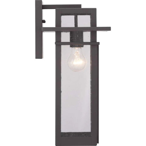Boxwood Collection 1 Light Outdoor Wall Lantern in Antique Bronze with Clear Seeded Glass, Craftsman Style, side view