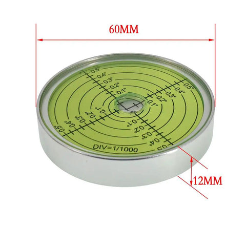 Pro Grade Aluminum Alloy Universal Horizontal Level Tool With Bubble Level Circle 2.4 Inches 60mm Magnetic Silver Green Built For Construction And DIY Projects, 60mm x 12mm