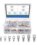 Top Notch 120 Piece Cable Terminal Kit With SC6 To SC25 Tinned Copper Ring Lugs For Heavy Wiring, Secure Splices, Easy Install And Durable Performance You Need Today, open case of SC6-SC25 tinned copper ring lugs