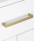 Ten Pack Five Inch Champagne Bronze Cabinet Pulls For Kitchen Cabinets Zinc Alloy Drawer Handles installed on white cabinet door