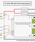 Wiring diagram for Slick Smart 13S 48V 30A Lithium Ion Bms Protection Board with detailed connections.