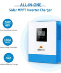 5000W 48V Pure Sine Wave Solar Inverter Charger With 100A MPPT And 40A AC Battery Charger, 120V Output