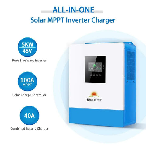5000W 48V Pure Sine Wave Solar Inverter Charger With 100A MPPT And 40A AC Battery Charger, 120V Output